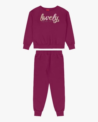 Conjunto Infantil Menina Blusão com Estampa e Calça - Kely Kety - Marsala-10