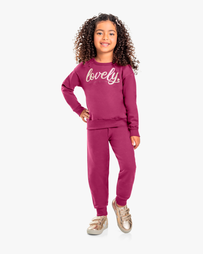 Conjunto Infantil Menina Blusão com Estampa e Calça - Kely Kety - Marsala-10-9f364033-df11-4001-a560-375a2ed1a859