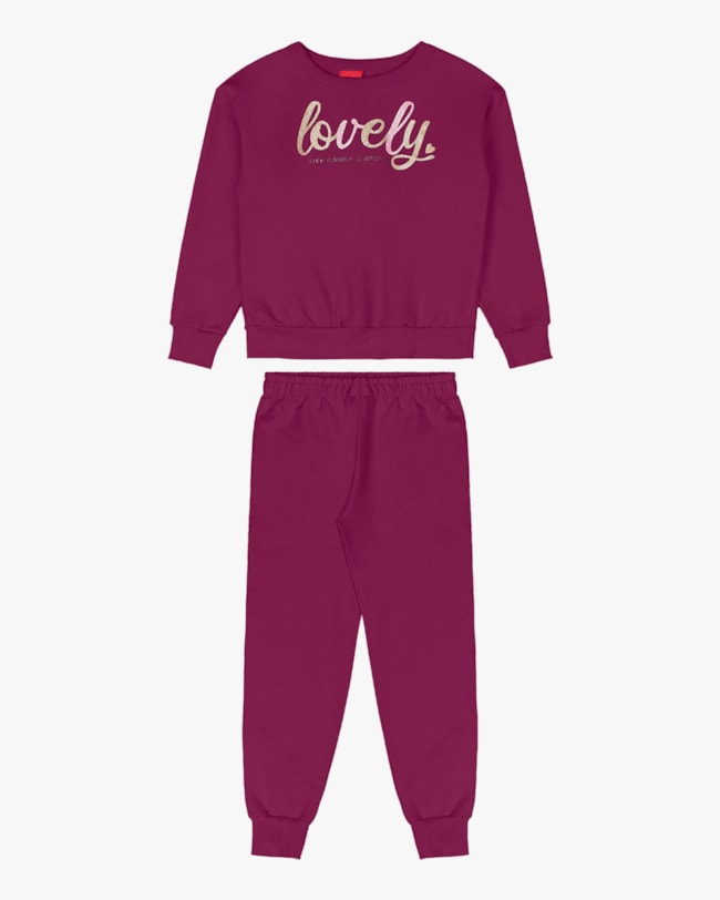 Conjunto Infantil Menina Blusão com Estampa e Calça - Kely Kety - Marsala-1de96f62-07e7-4793-8918-1e4911a0611a