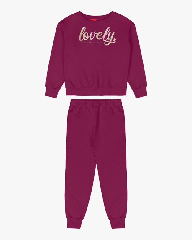 Conjunto Infantil Menina Blusão com Estampa e Calça - Kely Kety - Marsala-cc7528d9-e81b-4dc4-bc5a-e959d0debf07