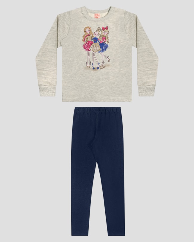 Conjunto Infantil Menina Blusão com Estampa e Calça - Kely Kety - Mescla-a9a1297c-e7cc-4406-a155-4bdcd60175d1