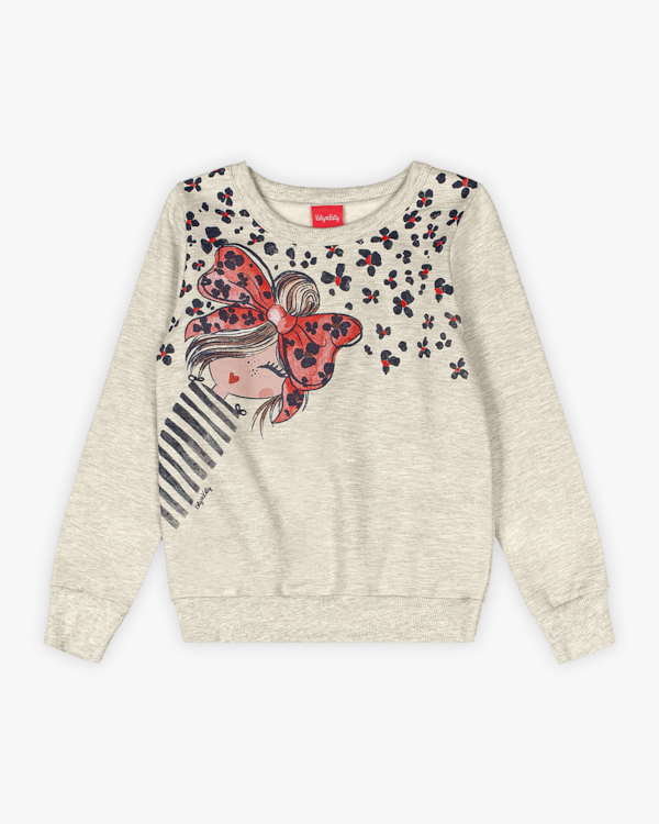 Conjunto Infantil Menina Blusão e Calça em Moletom - Kely Kety - Mescla