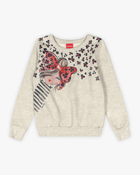 Conjunto Infantil Menina Blusão e Calça em Moletom - Kely Kety - Mescla