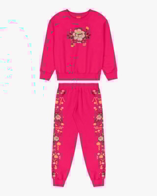 Conjunto Infantil Menina Blusão e Calça Estampa Flores - Kely Ketly - Cherry-10