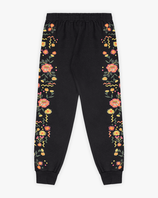 Conjunto Infantil Menina Blusão e Calça Estampa Flores - Kely Ketly - Preto-10-a9a5f347-4537-4855-a0f0-631cd949b0fe