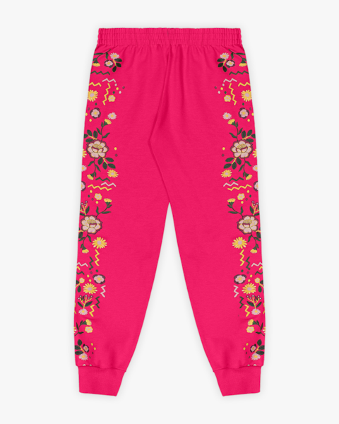 Conjunto Infantil Menina Blusão e Calça Estampa Flores - Kely Kety - Cherry