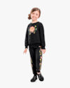 Conjunto Infantil Menina Blusão e Calça Estampa Flores - Kely Kety - Preto-8444d594-546f-4615-a935-c6d8c786e6f7