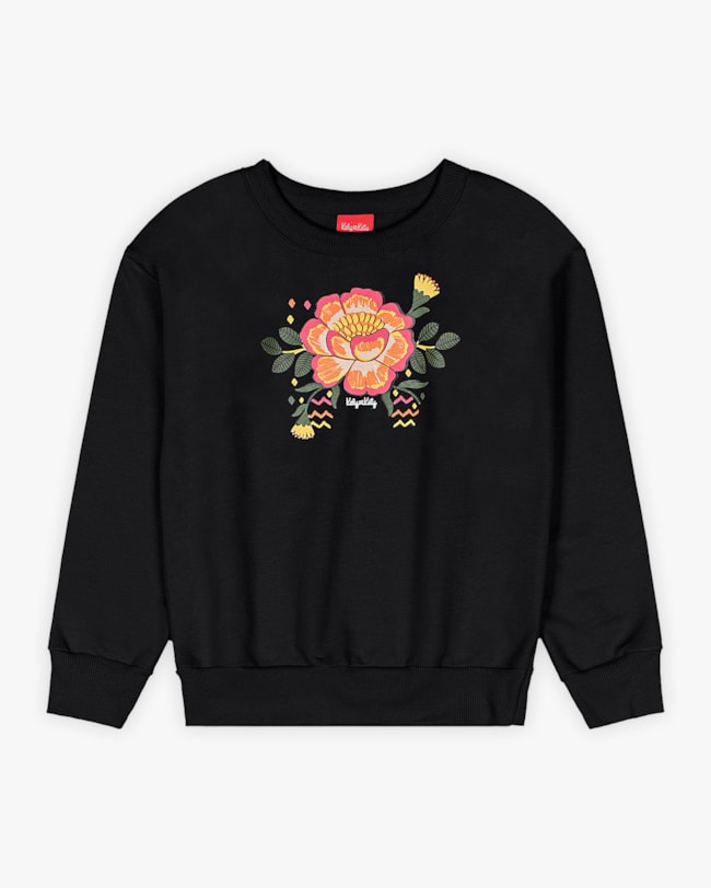 Conjunto Infantil Menina Blusão e Calça Estampa Flores - Kely Kety - Preto-cb757340-1b98-4d45-b266-60d4edb2e930
