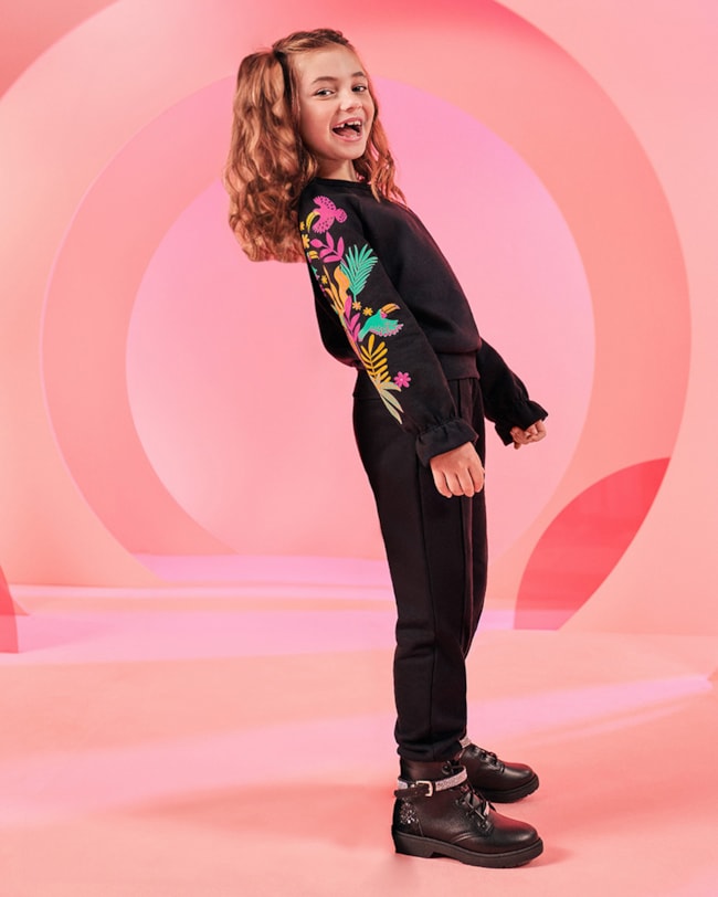 Conjunto Infantil Menina Blusão e Calça Kely Kety -Preto-7824a37d-6cea-4c50-8070-53686fddd4f6