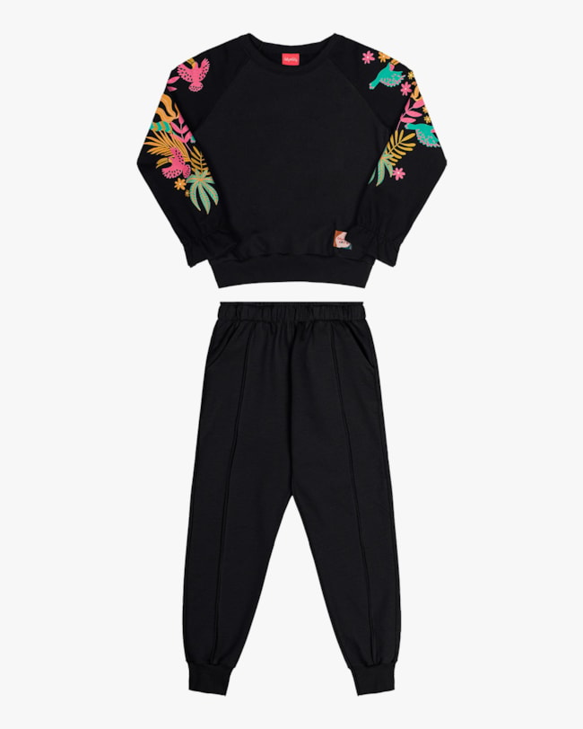 Conjunto Infantil Menina Blusão e Calça Kely Kety -Preto-e60751f2-0478-4748-ae3f-451ca7b8e116