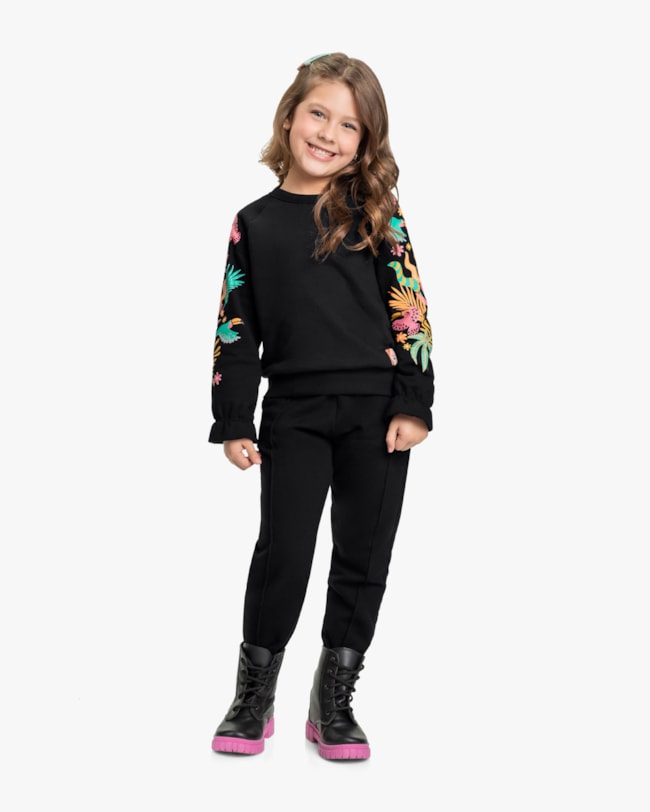 Conjunto Infantil Menina Blusão e Calça Kely Kety -Preto-ca2d1ed5-1edd-41dd-81d0-f97c7f62d9aa