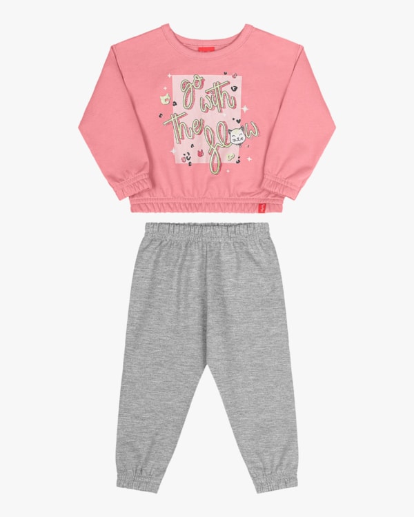Conjunto Infantil Menina Blusão e Calça Kely Kety -Rosa-01