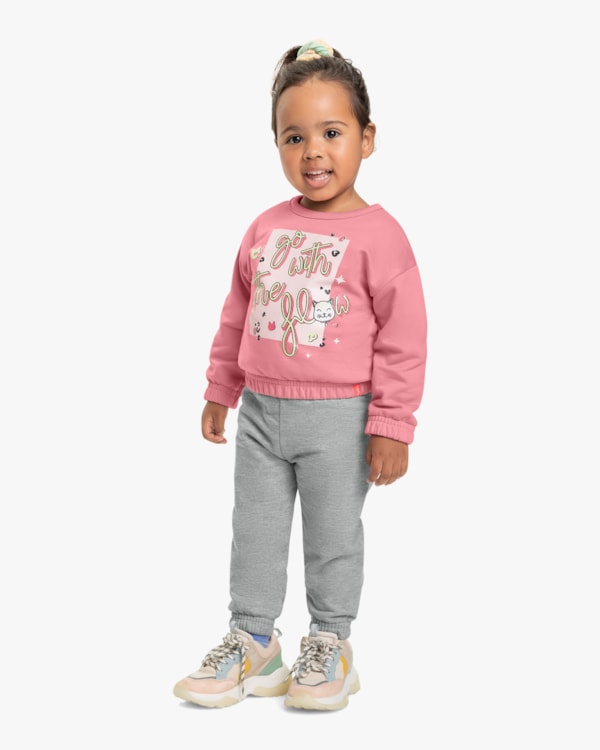 Conjunto Infantil Menina Blusão e Calça Kely Kety -Rosa-01