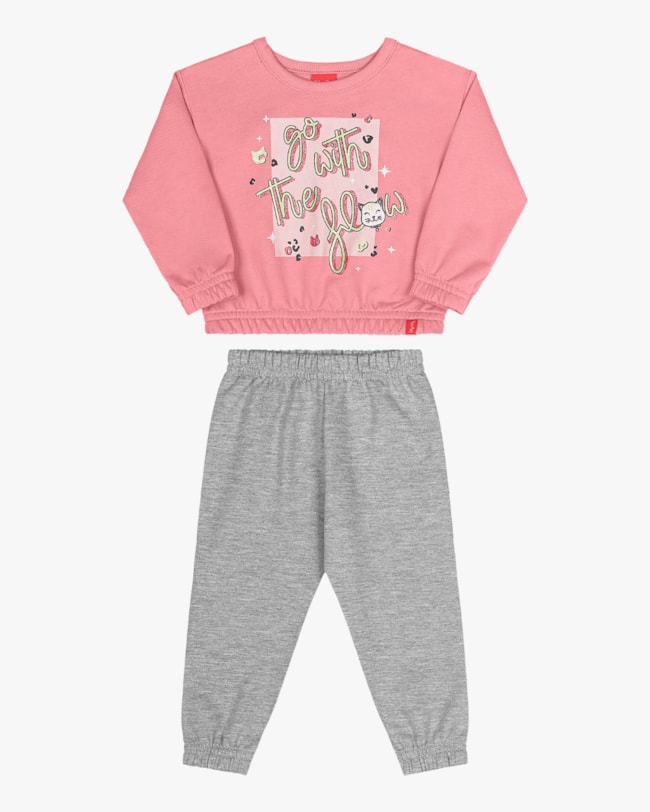 Conjunto Infantil Menina Blusão e Calça Kely Kety -Rosa-c96fab88-8832-4772-9a0a-096a2f8c5983
