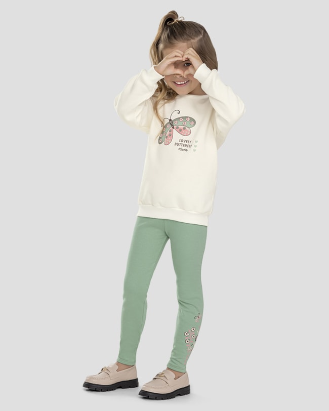 Conjunto Infantil Menina Blusão e Legging Borboletas - Kely Kety - Branco-2a68d4a8-6096-478f-aa73-dc0283213ea2