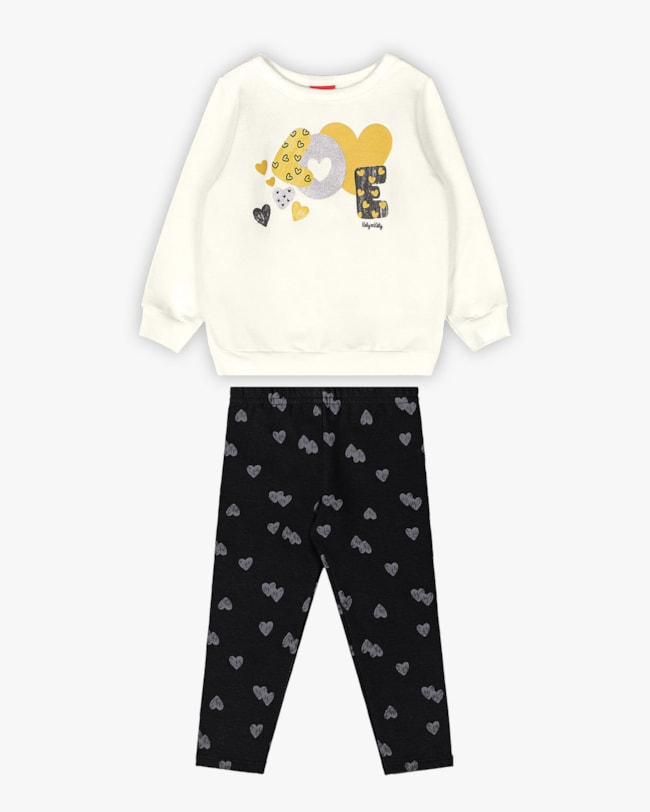 Conjunto Infantil Menina Blusão e Legging Estampado - Kely Kety - Natural-d6a431fc-8d79-4834-92f9-81da0524f810