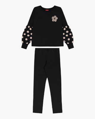 Conjunto Infantil Menina Blusão e Legging - Kely Kety - Preto-10