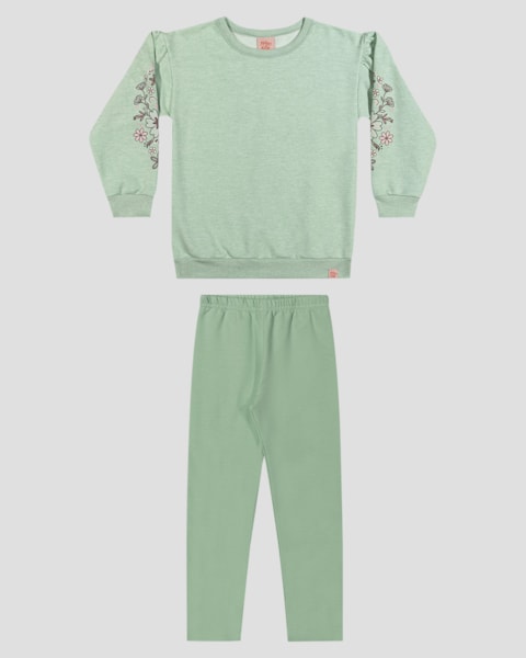 Conjunto Infantil Menina Blusão e Legging - Kely Kety - Verde