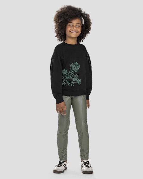 Conjunto Infantil Menina Blusão e Legging Montaria - Kely Kety - Preto