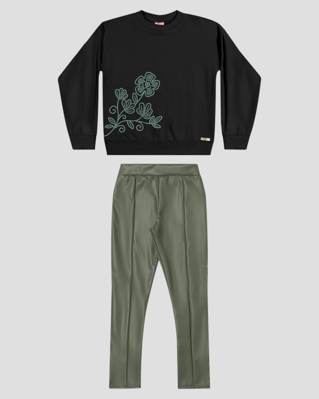 Conjunto Infantil Menina Blusão e Legging Montaria - Kely Kety - Preto-c50657c0-8afb-446c-acb3-d1dfe47cea79