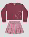 Conjunto Infantil Menina Blusão e Saia Estampada - Kely Kety - Bordô-40fa6647-d357-4840-9af8-fbbf424f6b7b