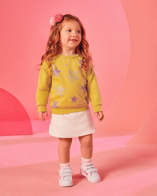 Conjunto Infantil Menina Blusão e Saia Kely Kety -Amarelo-311fb6fb-d931-4b6d-ba36-c9fe0c348cd0