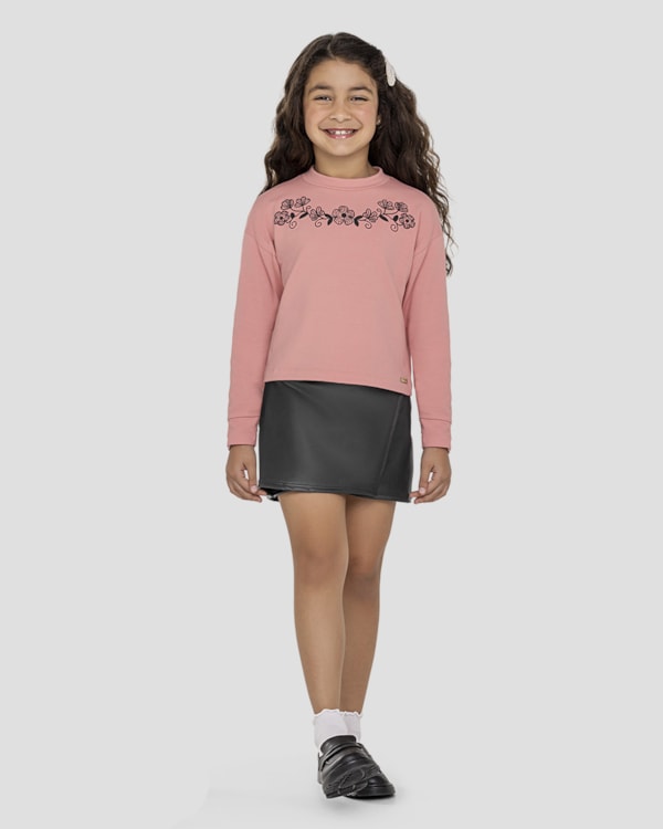 Conjunto Infantil Menina Blusão e Saia Montaria - Kely Kety - Rosa