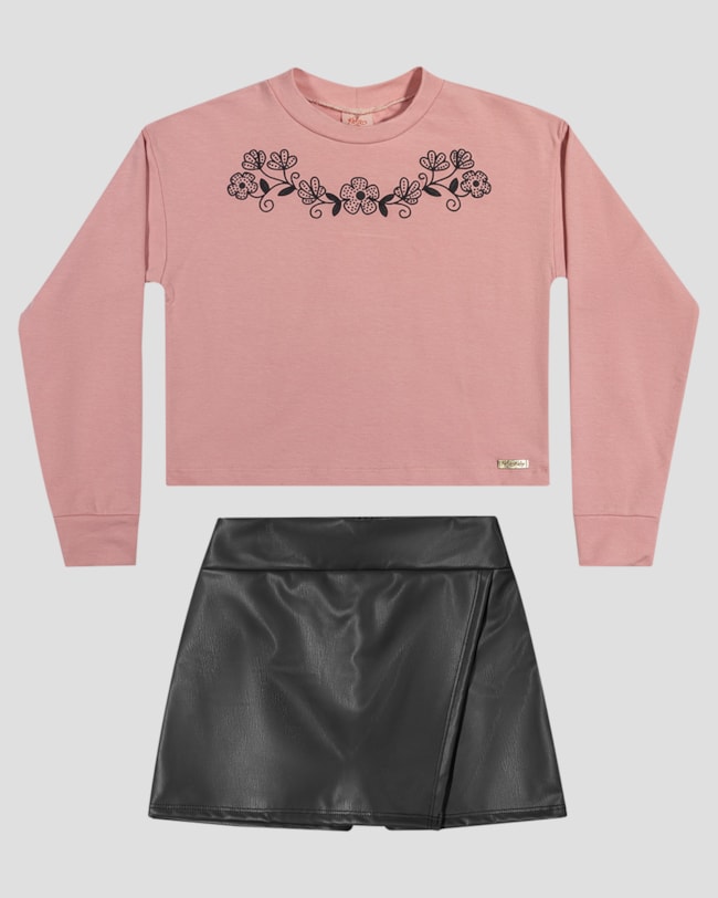 Conjunto Infantil Menina Blusão e Saia Montaria - Kely Kety - Rosa-0e303e69-dc43-4911-b018-33c1af4e4b58