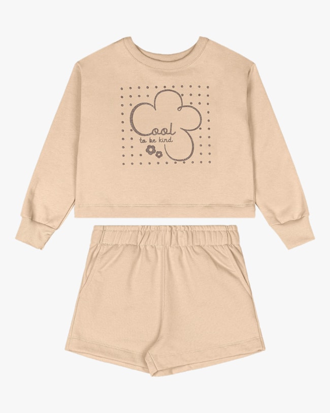 Conjunto Infantil Menina Blusão e Shorts em Moletom - Kely Kety - Deserto-8fc5a597-ad71-487f-97ab-f20d304fba4c