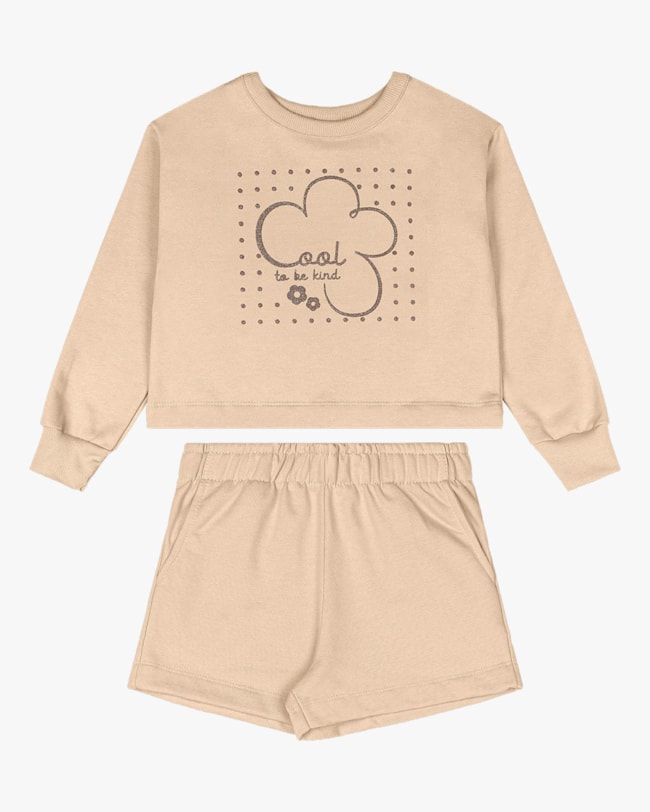 Conjunto Infantil Menina Blusão e Shorts em Moletom - Kely Kety - Deserto-1dca0304-0fc0-45fa-a772-e59ad9078aa1