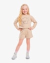 Conjunto Infantil Menina Blusão e Shorts em Moletom - Kely Kety - Deserto-d8716efa-ff10-4397-ba11-c7672e45b37d