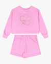 Conjunto Infantil Menina Blusão e Shorts em Moletom - Kely Kety - Rosa-f50f9dfa-10de-4e4e-bf28-621c588a6f31