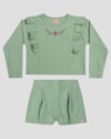 Conjunto Infantil Menina Blusão e Shorts em Moletom - Kely Kety - Verde-3a6177fb-26e4-42ba-b1d2-d580c7f3a0cc