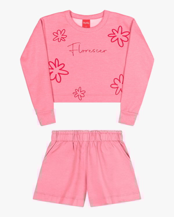 Conjunto Infantil Menina Blusão e Shorts Kely Kety - Rosa