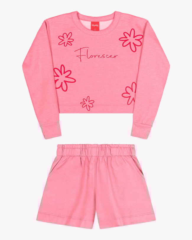 Conjunto Infantil Menina Blusão e Shorts Kely Kety - Rosa-3a22691e-40d3-4f83-9310-dc00964c491b