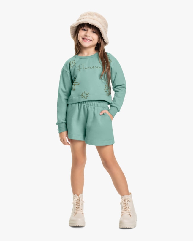 Conjunto Infantil Menina Blusão e Shorts Kely Kety - Verde-61f134fa-7b29-449a-924b-92d2d7e1f3ec