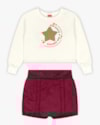 Conjunto Infantil Menina Blusão e Shorts-Saia - Kely Kety - Natural-10-adda1f39-381b-436a-b3c2-dbaf5c5d687c