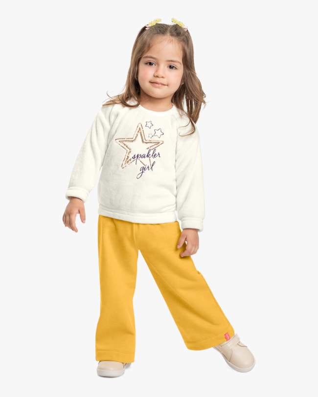 Conjunto Infantil Menina Blusão e Wide Leg Kely Kety -Branco-77c1fc93-fa24-48e3-a891-f8ee5593ce70
