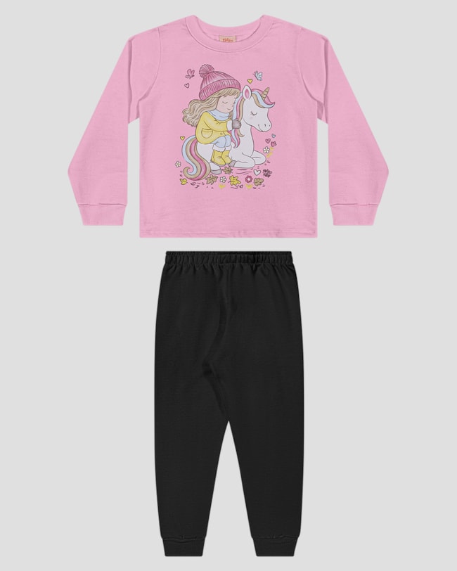 Conjunto Infantil Menina Blusão Unicórnio e Calça - Kely Kety - Rosa-2ca348ec-c1a8-49f4-be46-7c7771f0abe2