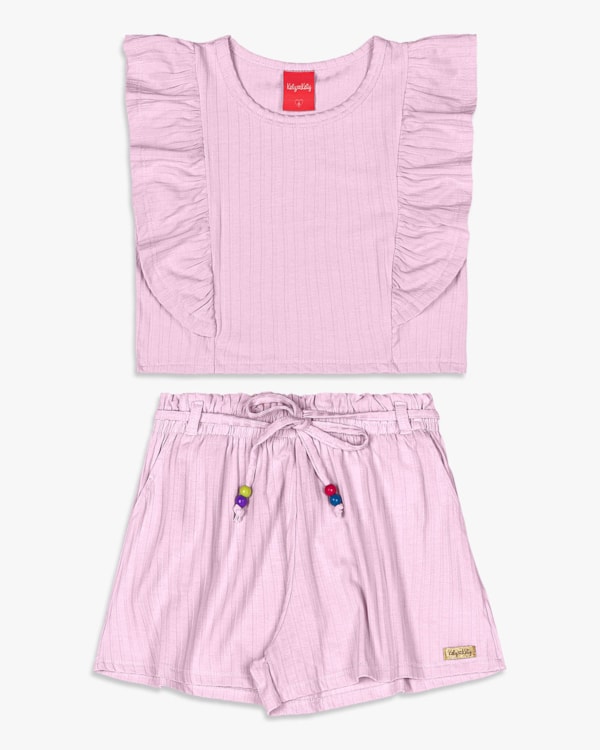 Conjunto Infantil Menina Canelado com Babados - Kely Kety - Astral