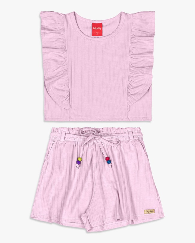 Conjunto Infantil Menina Canelado com Babados - Kely Kety - Astral-b3421593-2fad-4e44-b155-d25ad6949034