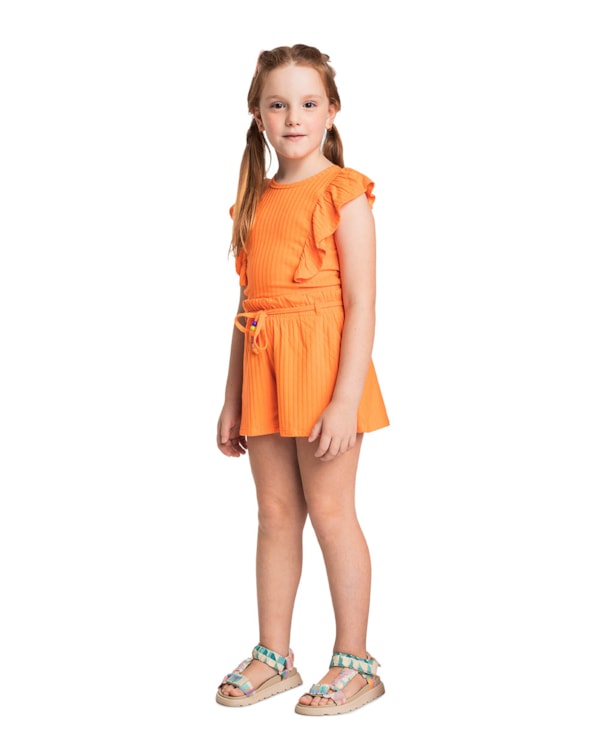 Conjunto Infantil Menina Canelado com Babados - Kely Kety - Nectarine