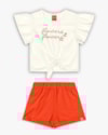 Conjunto Infantil Menina com Blusa Amarração e Shorts - Kely Kety - Natural-896aaf4f-b8b2-4206-96aa-3c103e8266f6