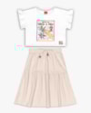 Conjunto Infantil Menina com Blusa e Saia Midi - Kely Kety - Branco-a4fbe37b-11a4-4d89-9bb8-ede8e44d1866