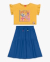Conjunto Infantil Menina com Blusa e Saia Midi - Kely Kety - Mostarda-534a222a-59be-4d06-96c5-62f4a9c68cfa