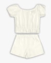 Conjunto Infantil Menina com Blusa e Shorts Malha Laise - Kely Kety - Natural-e5a28356-24ff-46ed-811c-c5d19ab27a9d