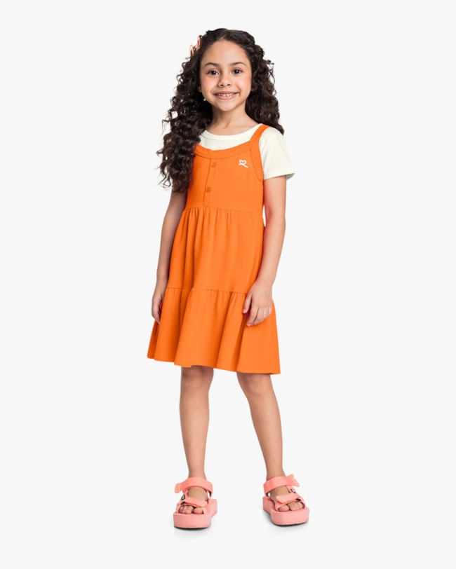 Conjunto Infantil Menina com Blusa e Vestido - Kely Kety - Natural-2594d79a-be66-4328-bbd5-e7f732f75f03
