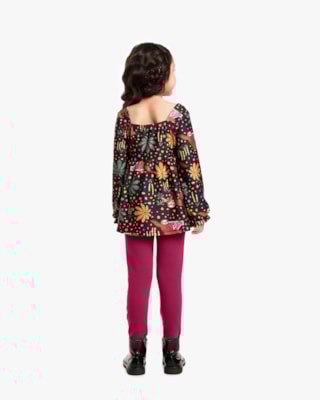Conjunto Infantil Menina com Blusa Manga Longa Estampada - Kely Kety - Preto-01