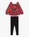 Conjunto Infantil Menina com Blusa Manga Longa Estampada - Kely Kety - Wine-55794c14-8ddf-4b60-90af-c875b39b97df