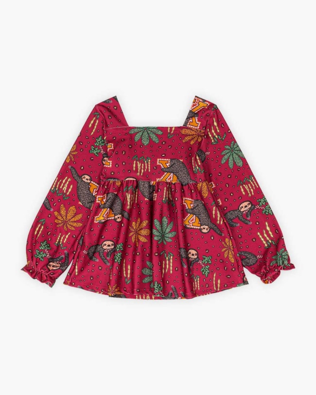Conjunto Infantil Menina com Blusa Manga Longa Estampada - Kely Kety - Wine-3ecedf79-0391-4d83-beb5-f3ed7573f3b3
